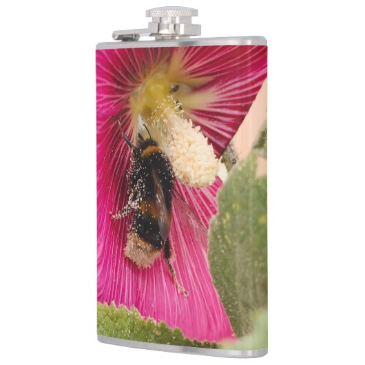 Vinyl wrapped flask Hollyhock bumble bee  フラスク (左)