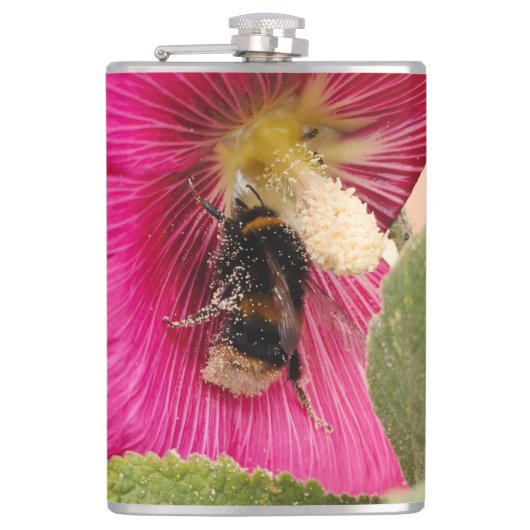 Vinyl wrapped flask Hollyhock bumble bee  フラスク (正面)