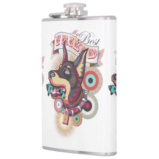 Vinyl Wrapped Flask – Urban Loyalty Doberman Art フラスク (左)