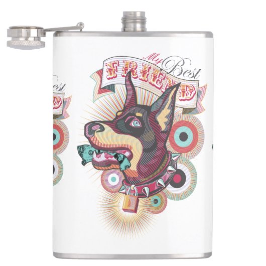 Vinyl Wrapped Flask – Urban Loyalty Doberman Art フラスク (オープン)