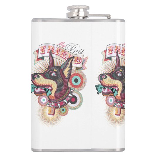 Vinyl Wrapped Flask – Urban Loyalty Doberman Art フラスク (裏面)