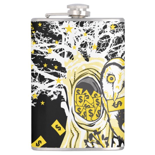 Vinyl Wrapped Flask – Urban Tree Owl & Wealth  フラスク (正面)