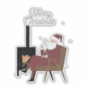 Vinyle Noël Traditionnel Père Noël devant la Chemi シール (正面)