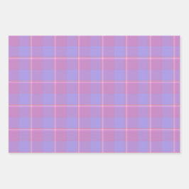 Viola and Dull Lavender Plaid Pink Purple ラッピングペーパーシート