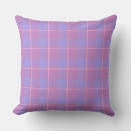 Viola and Dull Lavender Plaid Purple Pink クッション