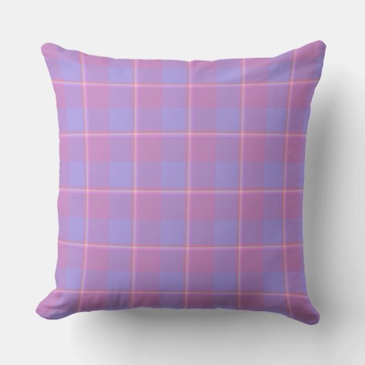 Viola and Dull Lavender Plaid Purple Pink クッション (正面)