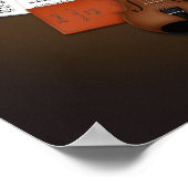Viola & Bow on Pile of Music Booksカスタマイズ ポスター (角)