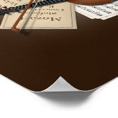 Viola & Bow With Books & Sheet Music Customizable ポスター (角)
