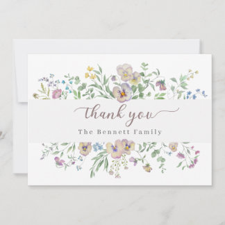 Viola & Eucalypt Floral Thank you Card 招待状