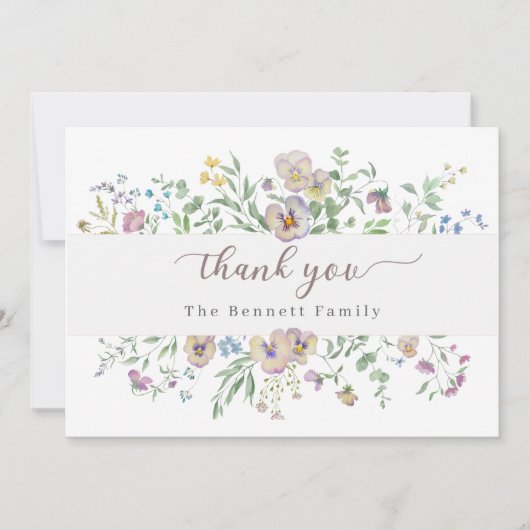 Viola & Eucalypt Floral Thank you Card 招待状 (正面)