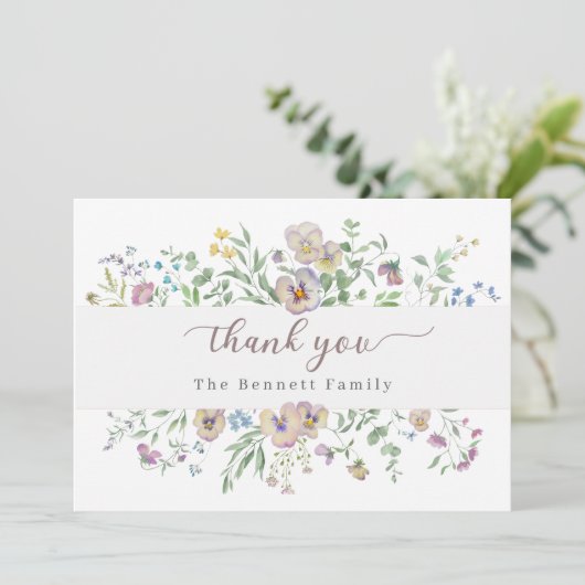 Viola & Eucalypt Floral Thank you Card 招待状 (スタンド正面)