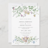  Viola eucalypt Floral Wedding Invitation 招待状 (正面)