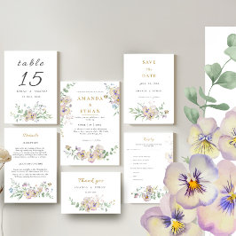 Viola & Eucalyptus Floral Wedding Invitation 招待状