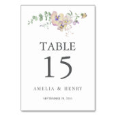 Viola & Eucalyptus Floral Wedding Table Number テーブルナンバー (正面)