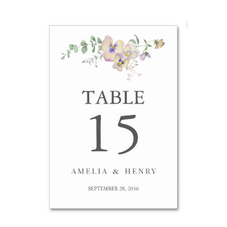 Viola & Eucalyptus Floral Wedding Table Number テーブルナンバー