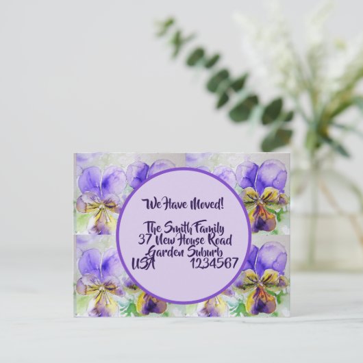 Viola Flowers新しい住所はがき、私たちは移動している ポストカード (スタンド正面)