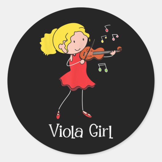Viola Girl - Violist Symphony Band Jazz Music Love ラウンドシール (正面)