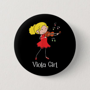 Viola Girl - Violist Symphony Band Jazz Music Love 缶バッジ