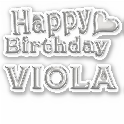 Viola Happy Birthday silver Aufkleber Sticker シール (正面)