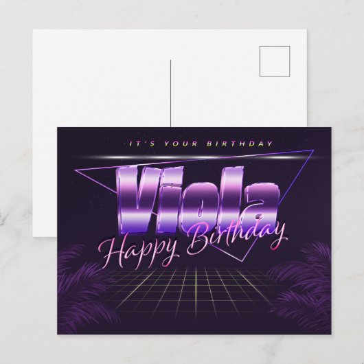 Viola Name Vorname lila Postkarte Geburtstag ポストカード (正面/裏面)