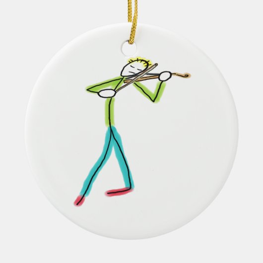 Viola Playing Stickman セラミックオーナメント (正面)