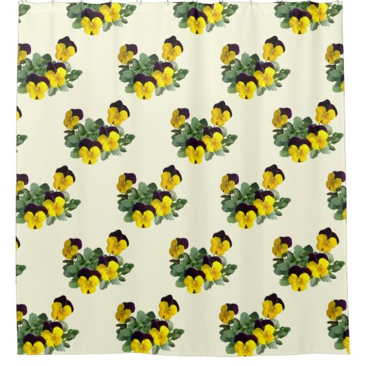 Violas Sorbet Yellow Jump Up シャワーカーテン (正面)