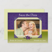 VioletとGreen日付を保存フォトポストカード 案内ポストカード (正面/裏面)