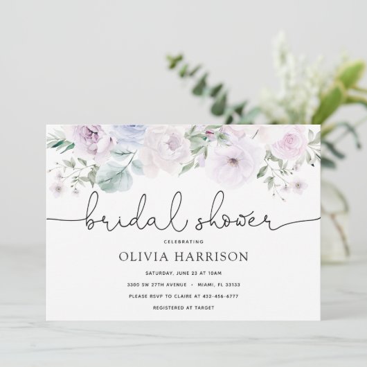 VioletとGreeneryブライダルシャワーへの招待 招待状 (スタンド正面)