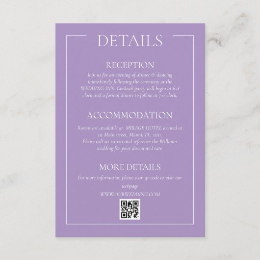 Violetのフォーマル詳細エンクロージャカード エンクロージャーカード (正面)