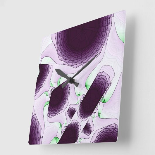 Violetの色の陰で スクエア壁時計 (傾斜)