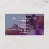 Violetグラデーション抽象芸術オーバーレイ4写真スクリプト 名刺 (裏面)