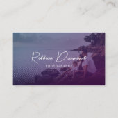 Violetグラデーション抽象芸術オーバーレイ4写真スクリプト 名刺 (正面)