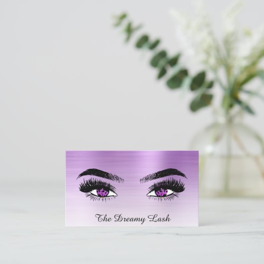 *～* VIOLETグリッターが点滅QR Brows Extensions 名刺 (スタンド正面)