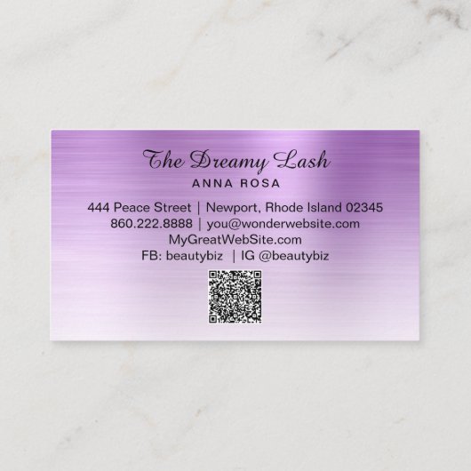 *～* VIOLETグリッターが点滅QR Brows Extensions 名刺 (裏面)