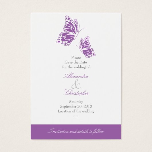 Violetシンプル Butterfly日付のミニを結婚保存 (正面)
