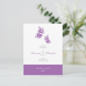Violetシンプル Chairsは日付を保存結婚する 案内ポストカード (スタンド正面)