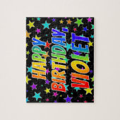 "VIOLET" お名前、楽しい "HAPPY BIRTHDAY" ジグソーパズル (縦)