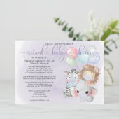 Violet 3かわいい動物のマスク仮想ベビーシャワー 招待状 (スタンド正面)