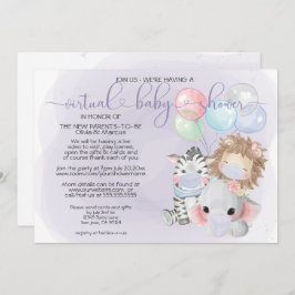 Violet 3かわいい動物のマスク仮想ベビーシャワー 招待状