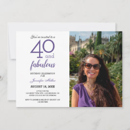Violet 40と素晴らしい誕生日フォト招待状 招待状