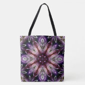 Violet and Magenta Cosmic Flower Kaleidoscope トートバッグ (正面)