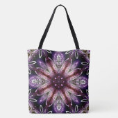 Violet and Magenta Cosmic Flower Kaleidoscope トートバッグ (裏面)