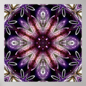 Violet and Magenta Cosmic Flower Kaleidoscope ポスター (正面)