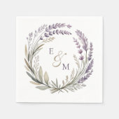 Violet and Sage Floral Wreath Wedding Napkin スタンダードカクテルナプキン (正面)