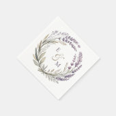 Violet and Sage Floral Wreath Wedding Napkin スタンダードカクテルナプキン (角)