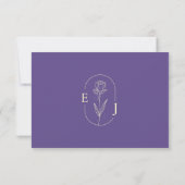 Violet and Yellow Minimalist Wedding QR Code 出欠カード (裏面)