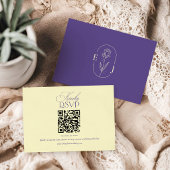 Violet and Yellow Minimalist Wedding QR Code 出欠カード