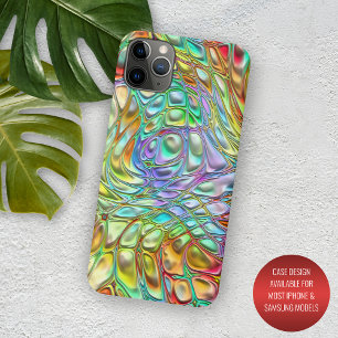 Violet Aqua Turquoise Orange Pink Retro Swirls Art iPhone 11 Pro Maxケース