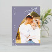 Violet Arch Foil Leaf Photo Save The Date Card 箔招待状 (立ち正面)