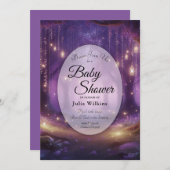 Violet at Midnight Enchanted Forest Baby Shower 招待状 (正面/裏面)